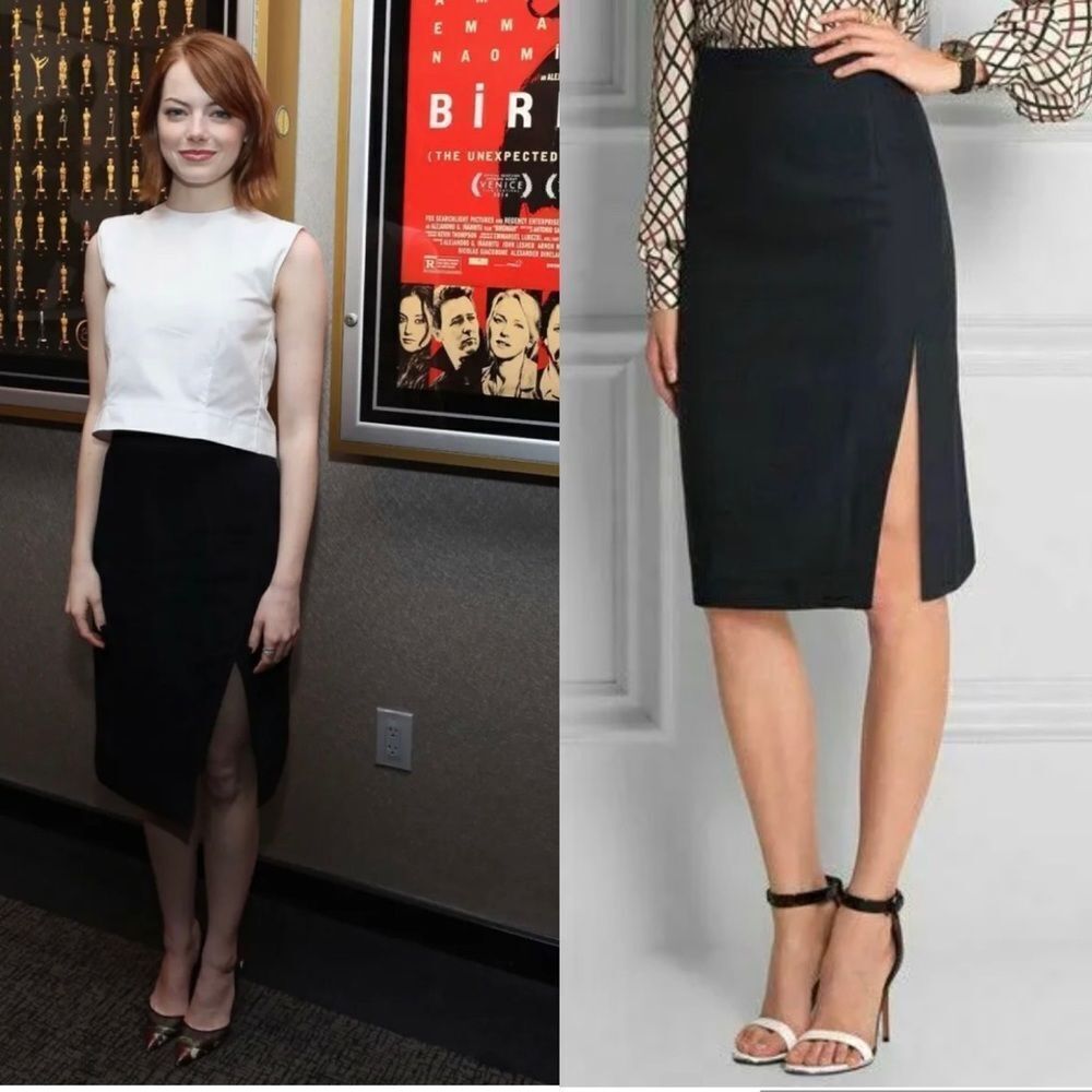 ALTUZARRA black pencil skirt side slit Sz 36 NWOT